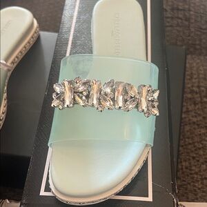 Karl Lagerfeld Women's Light Blue Embellished Sandals